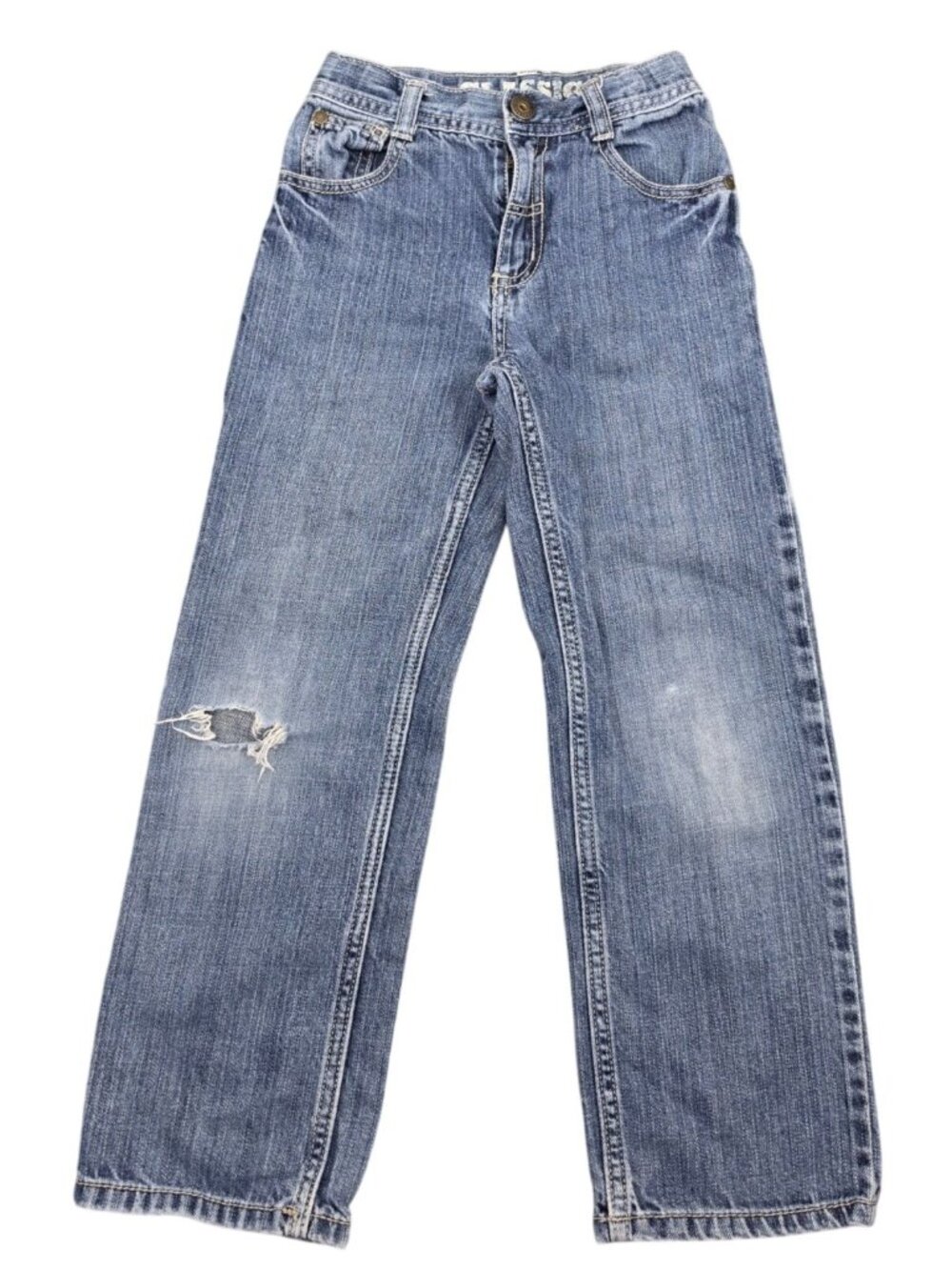 Boy's Gymboree Classic Distressed Straight Denim Jeans Size 7 Slim Cotton Pants